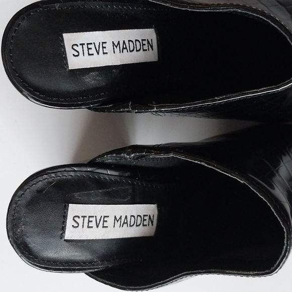 Steve Madden Mule BOOTIE BLACK BLOCK The DITTY Crocodile 6.5 M NEW - Picture 5 of 6